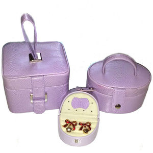 SET OF 2 MINI FAUX LEATHER TRAVEL JEWELRY BOXES